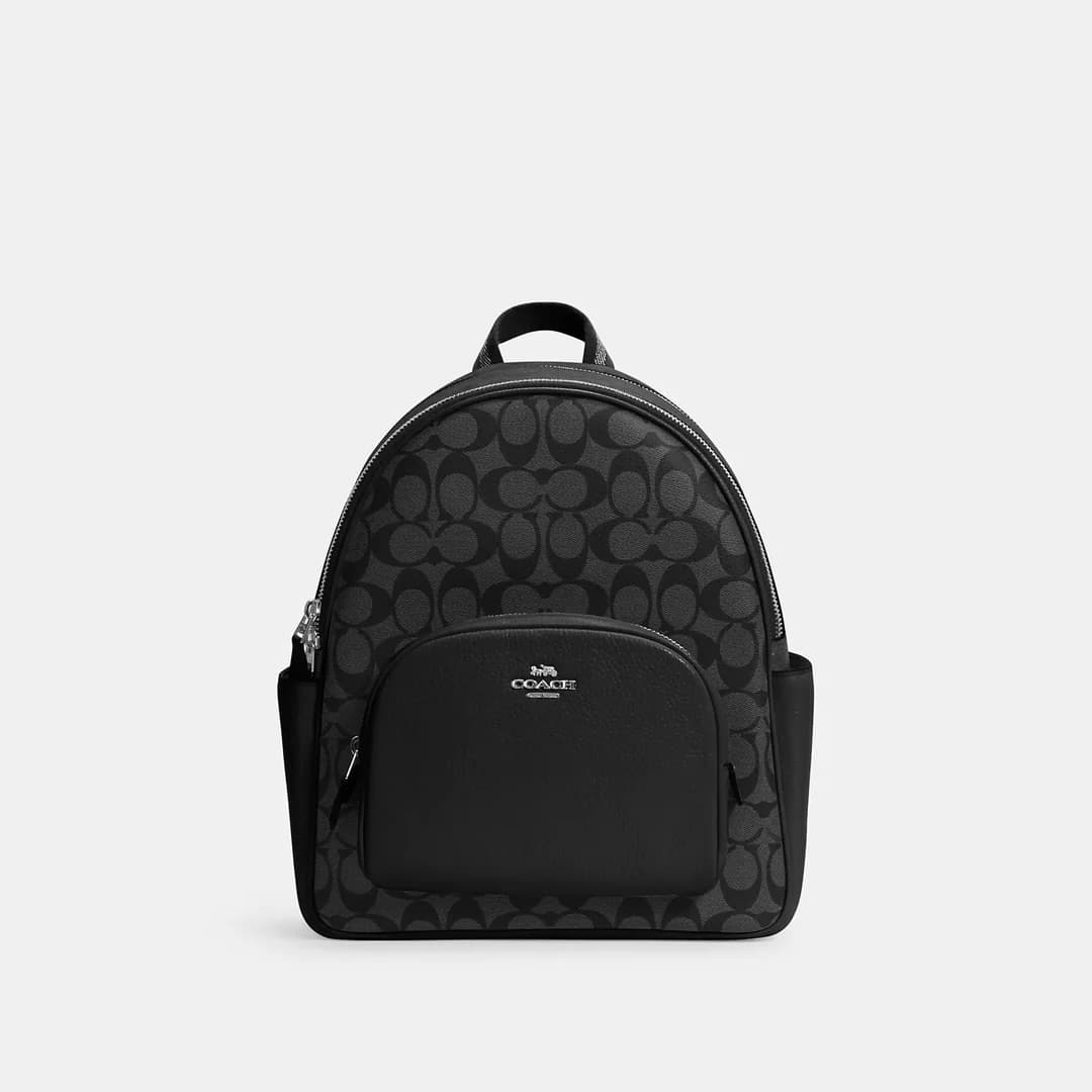 Coach Court Backpack — Charcoal Signature — view 1