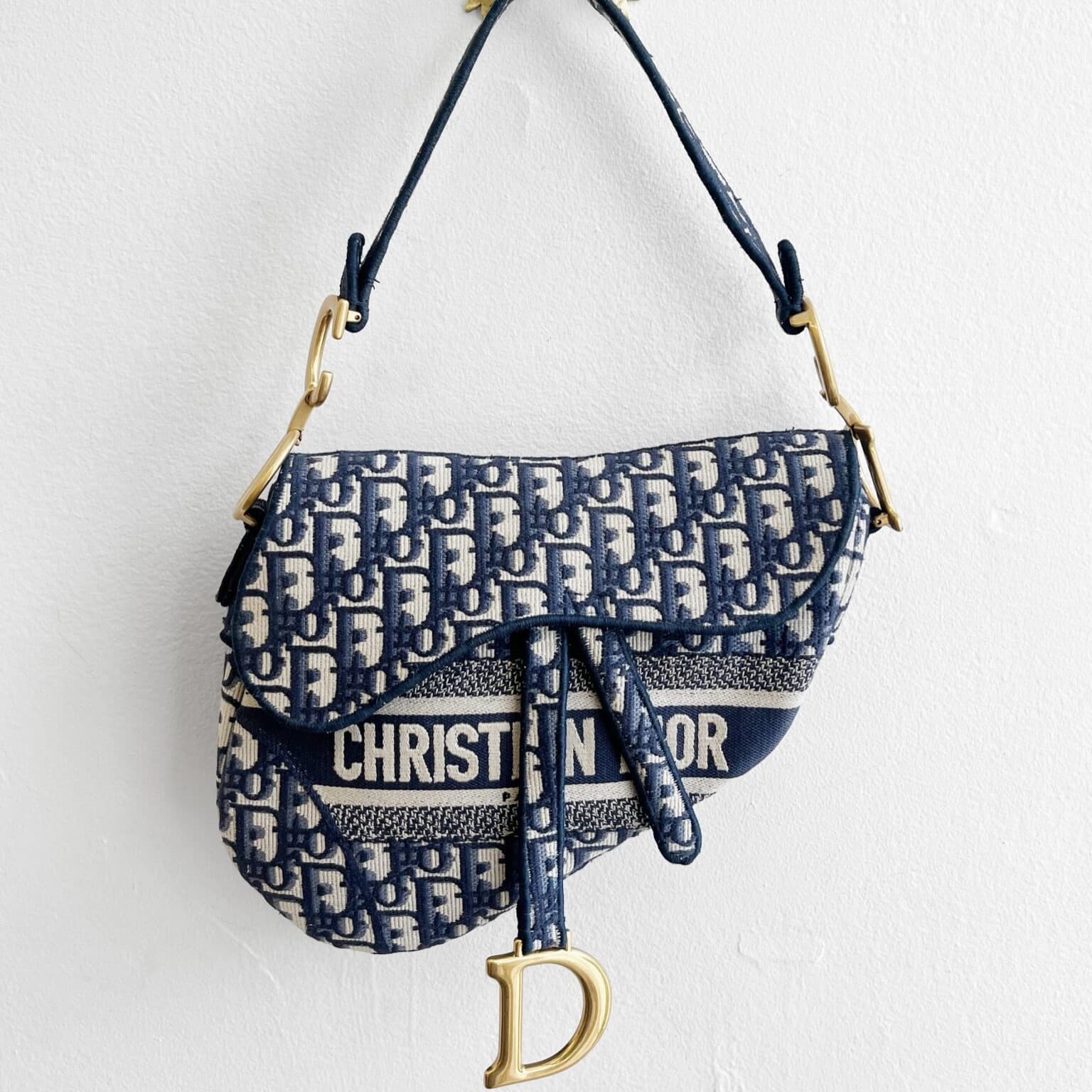 Dior Saddle Bag — Blue Oblique — view 1