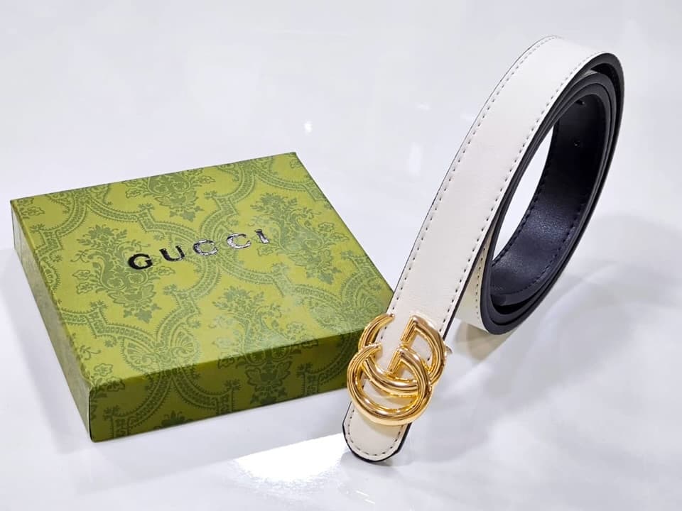 Gucci GG Marmont Belt — White — view 1