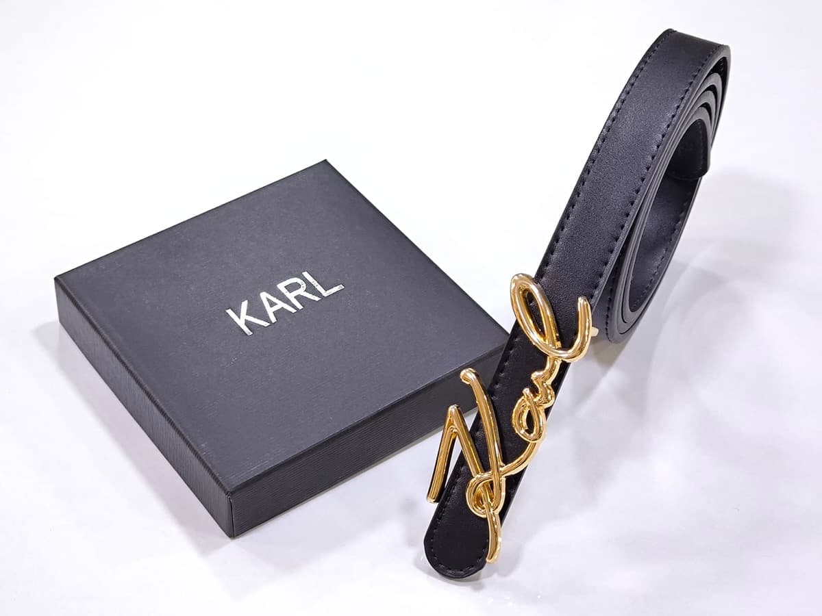 Karl Lagerfeld Signature Belt — Black — view 1
