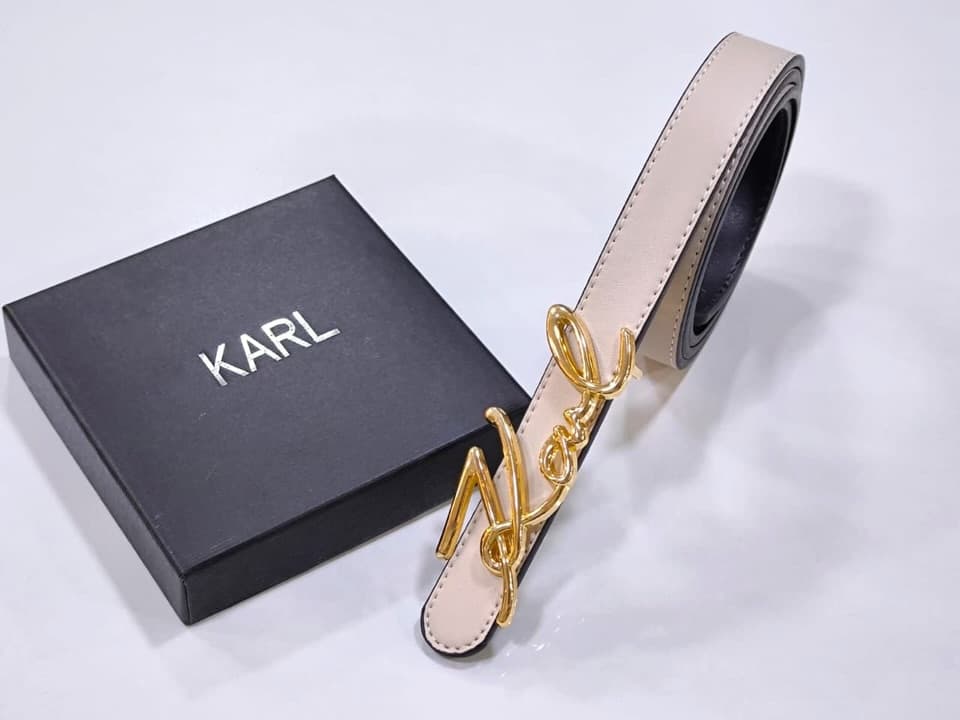 Karl Lagerfeld Signature Belt — Beige — view 1