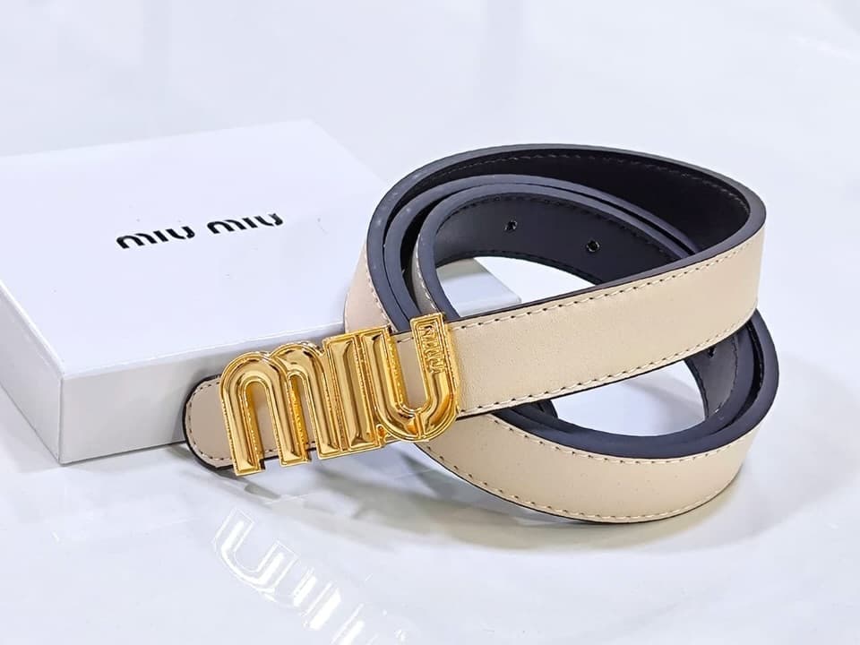 Miu Miu Logo Belt — Ivory — view 1