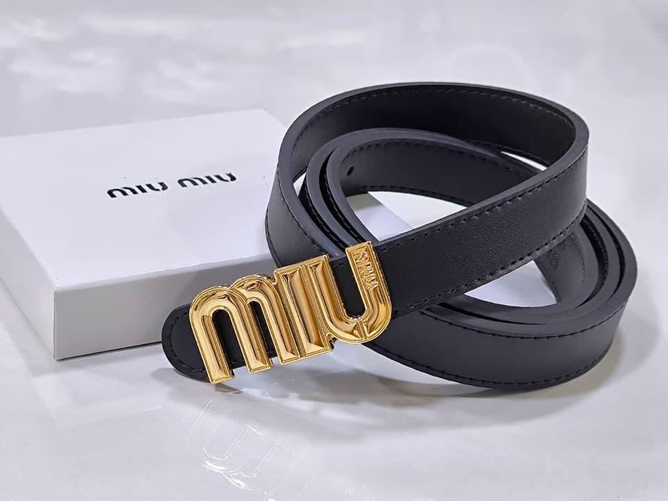 Miu Miu Logo Belt — Black — view 1