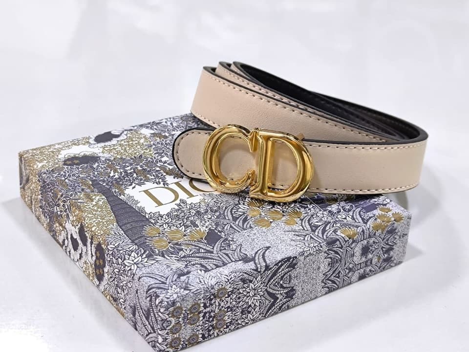 Dior CD Buckle Belt — Beige — view 1