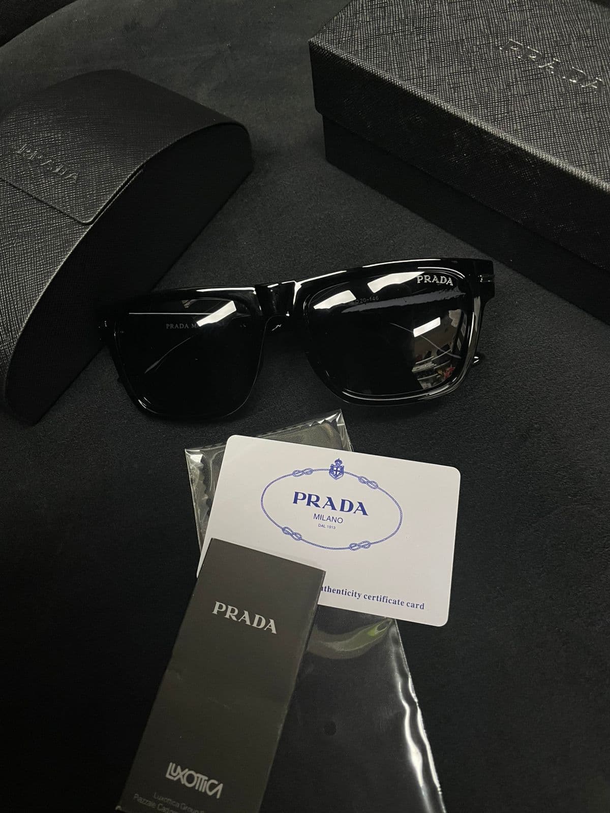Prada Square Sunglasses — Black — view 1