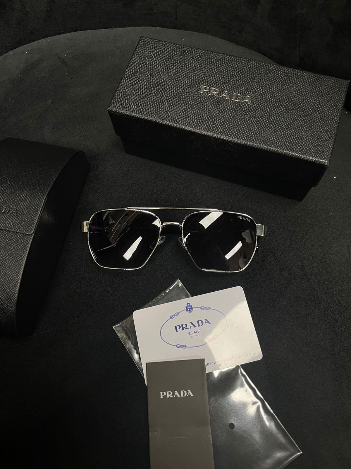 Prada Linea Rossa Navigator Sunglasses — Silver & Navy — view 1
