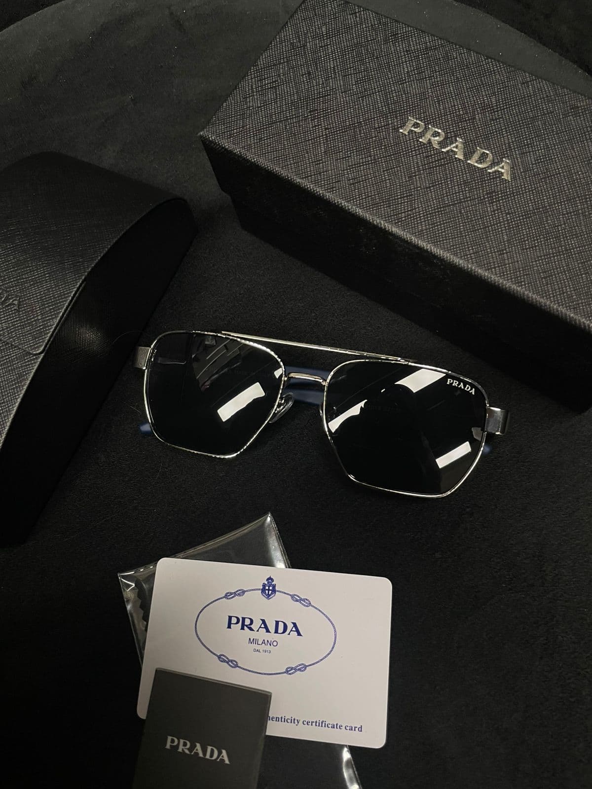 Prada Linea Rossa Navigator Sunglasses — Silver & Navy — view 2