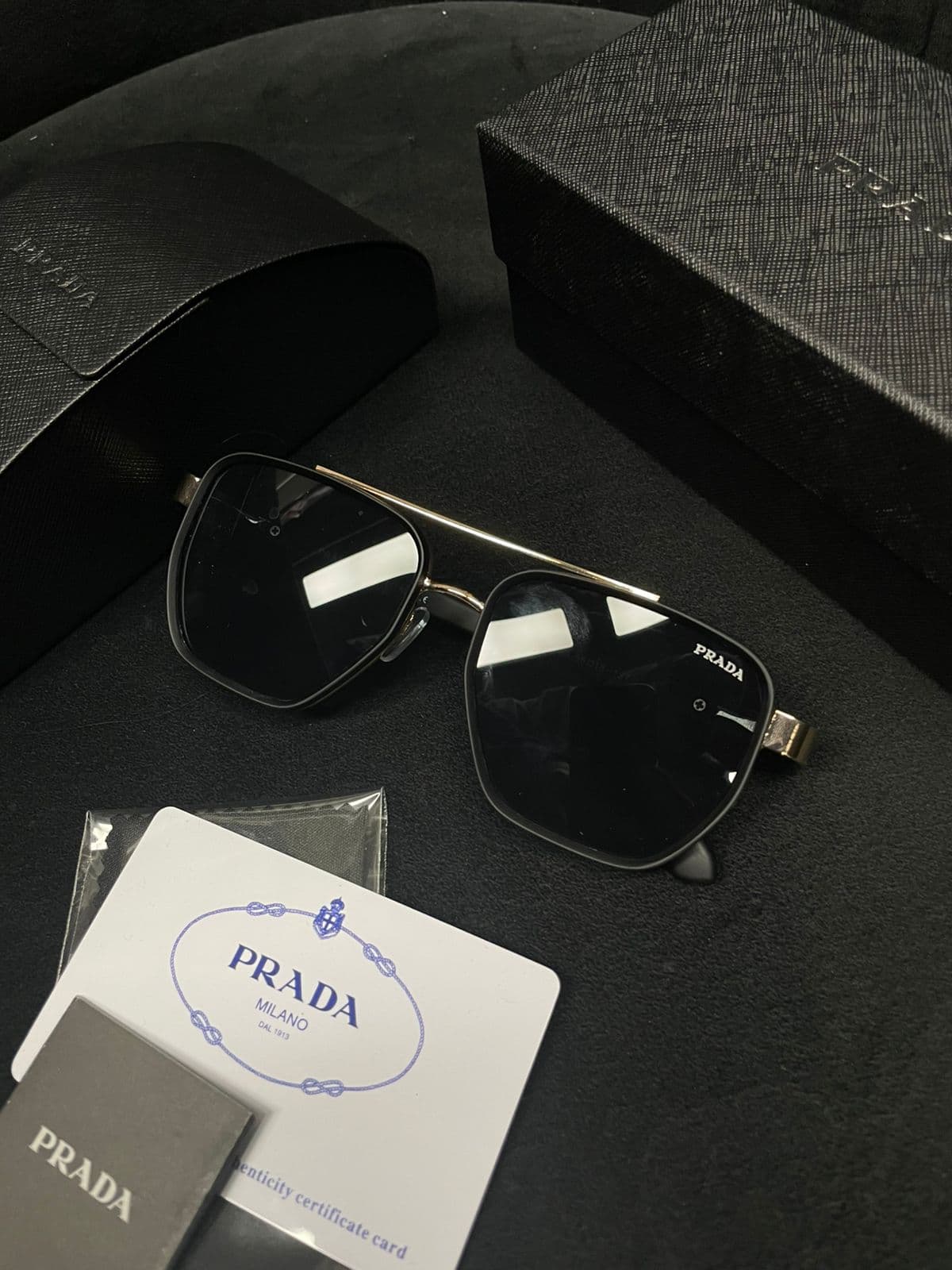 Prada Linea Rossa Navigator Sunglasses — Black — view 1