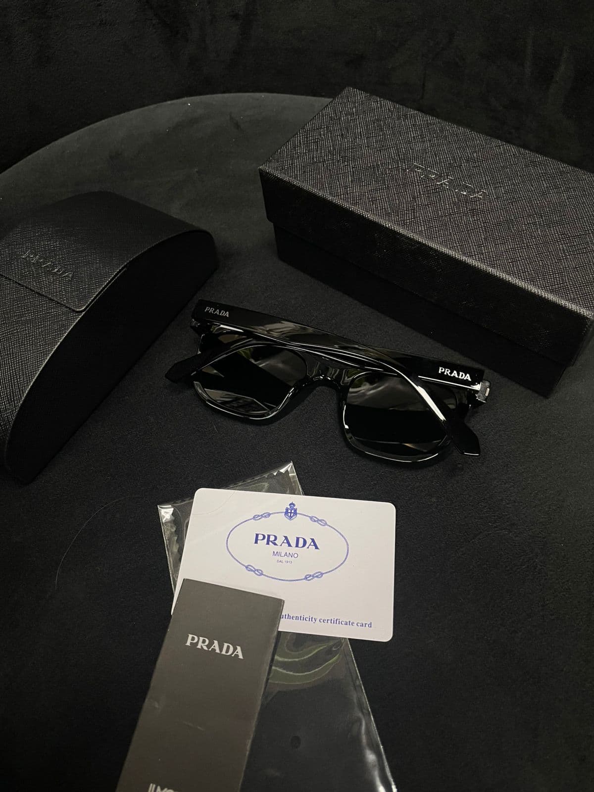 Prada Square Sunglasses — Black — view 2
