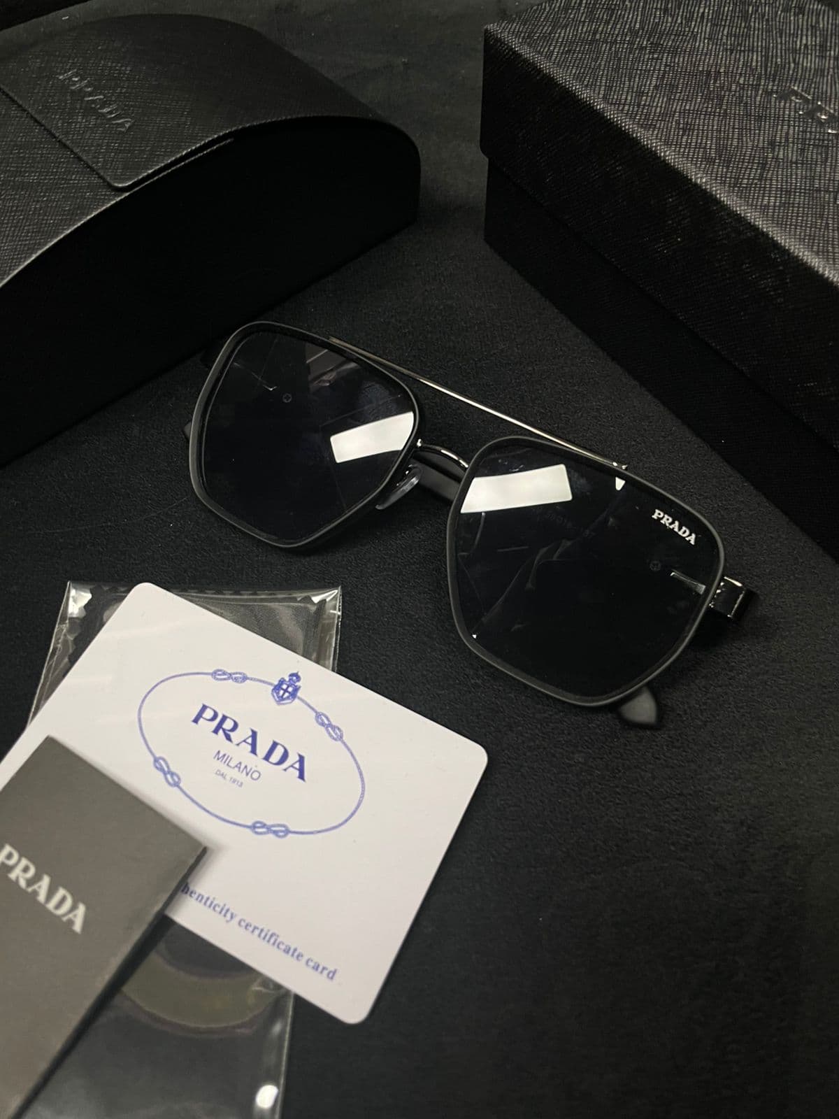 Prada Linea Rossa Navigator Sunglasses — Black — view 2