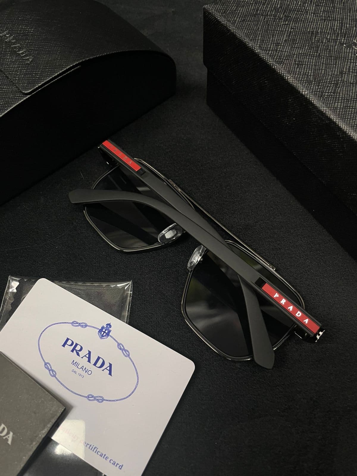 Prada Linea Rossa Navigator Sunglasses — Black — view 6