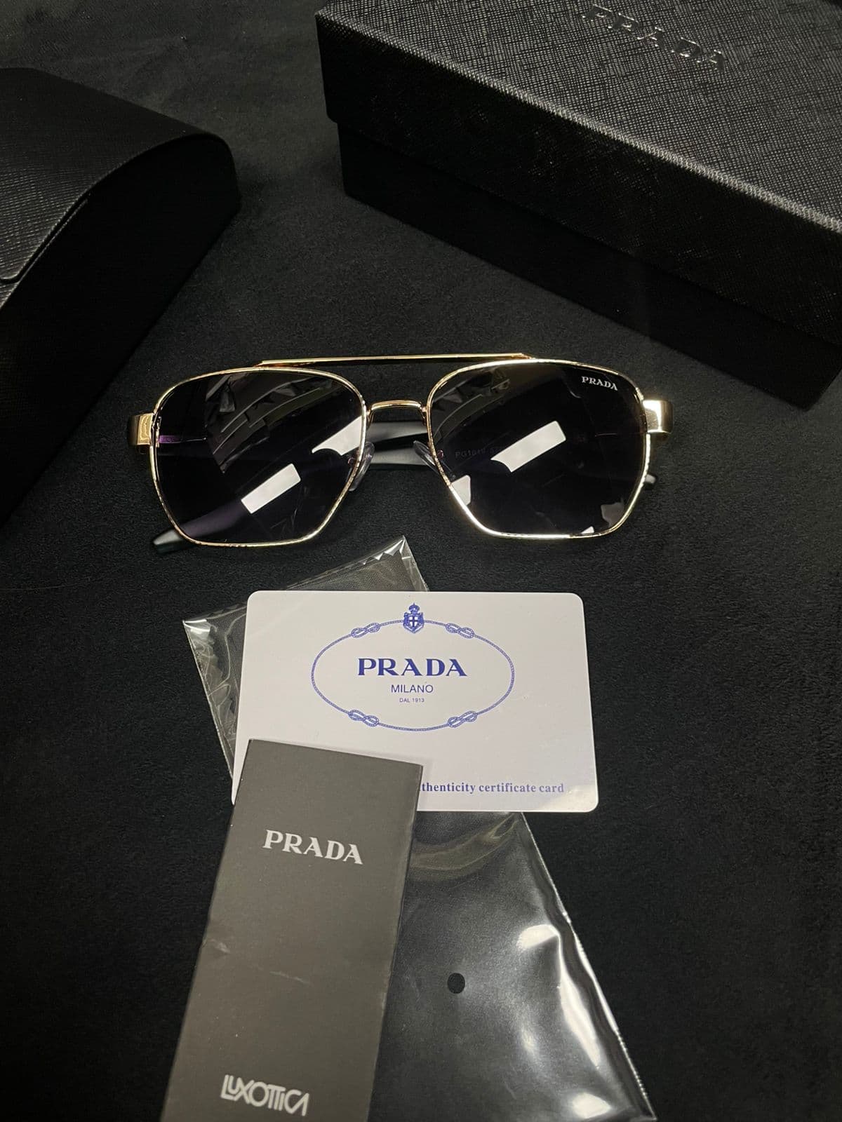 Prada Linea Rossa Navigator Sunglasses — Gold — view 1