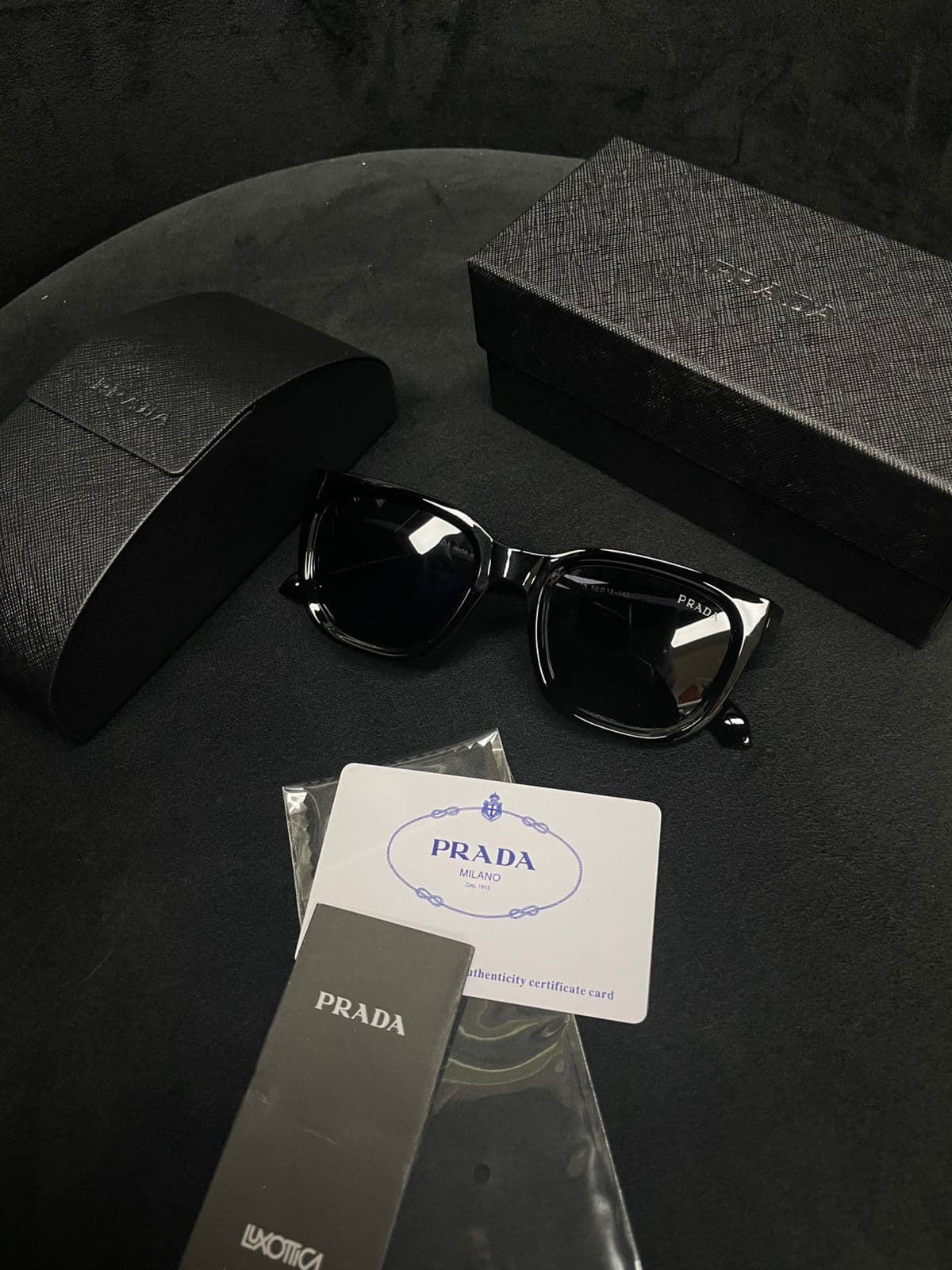 Prada Rounded Square Sunglasses — Black — view 1