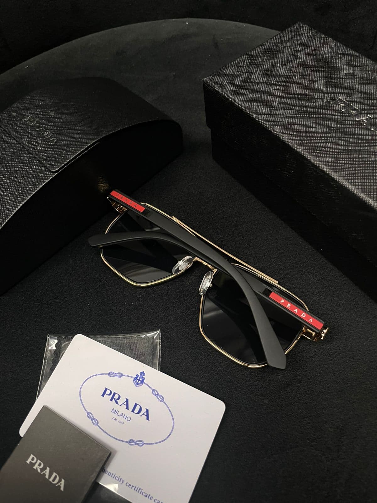 Prada Linea Rossa Navigator Sunglasses — Gold — view 3